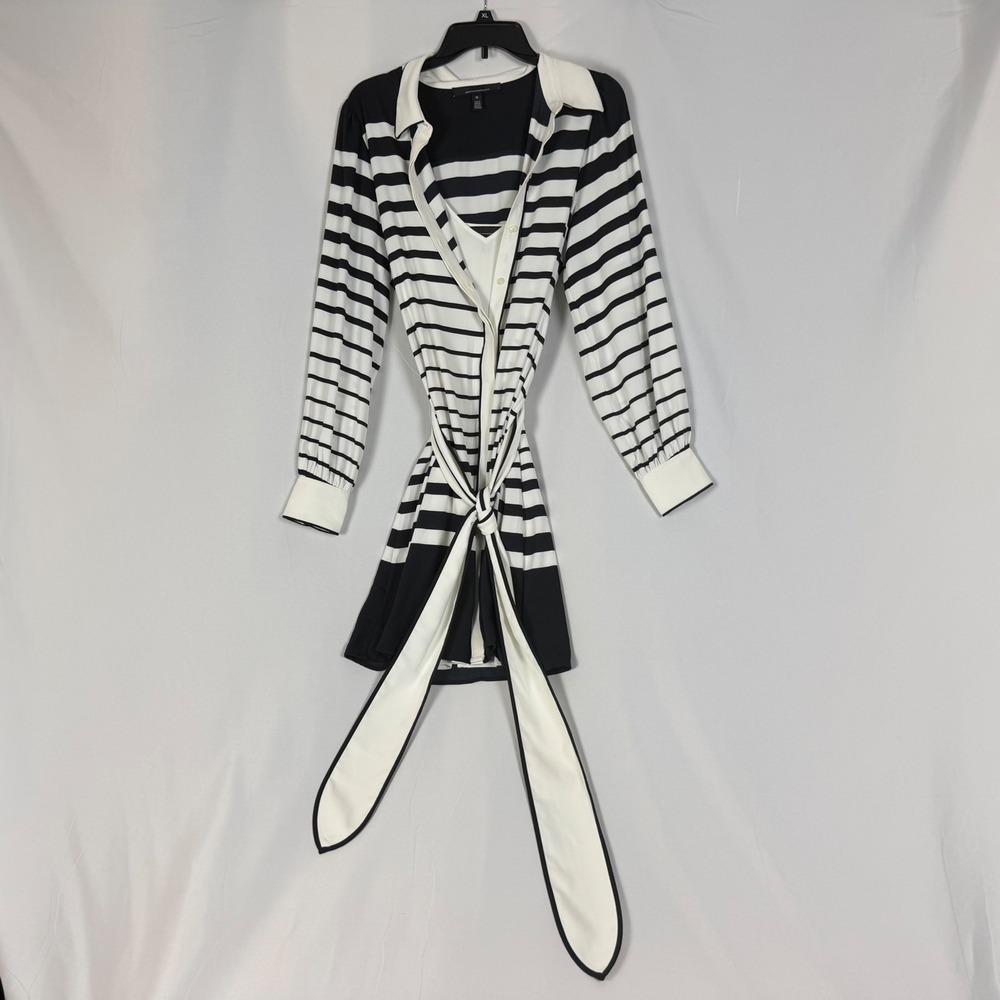 White House Black Market Black and White Collar Dress